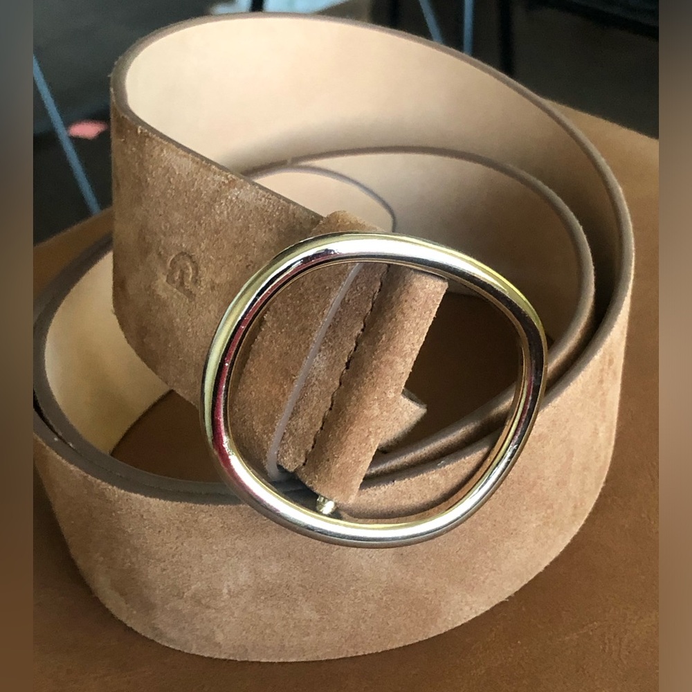 Cole Haan Brown Suede Belt with Gold buckle